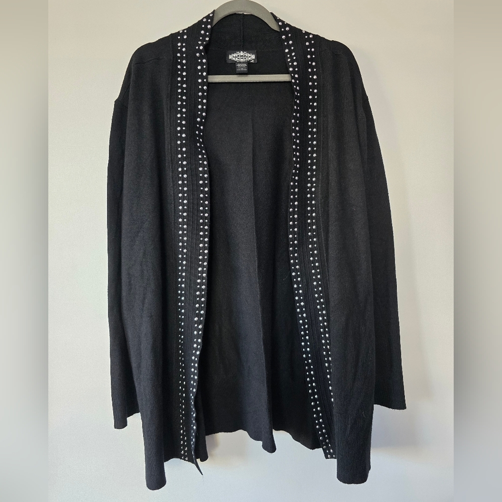 Stylish Black Cardigan with Studded Detail
